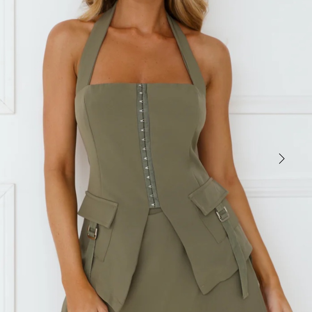 Hello Molly Green Halter Sheath Skirt Set